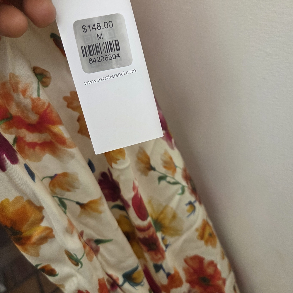 Astr White Floral Midi Dress with Pink Yellow Red Flowers - Picture 5 of 6